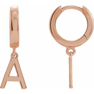 14K Rose Initial A Hinged Huggie Earring - BN & CO JEWELRY