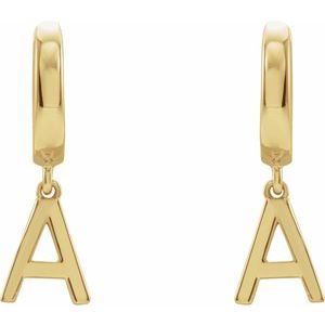 14K Yellow Initial A Hinged Huggie Earring - BN & CO JEWELRY