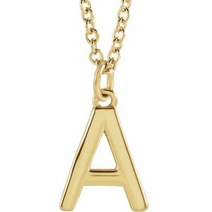 18K Yellow Gold-Plated Sterling Silver Initial A Dangle 16" Necklace - BN & CO JEWELRY