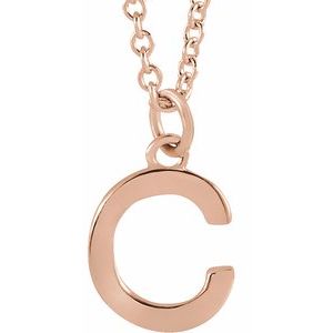 14K Rose Initial C Dangle 18" Necklace - BN & CO JEWELRY