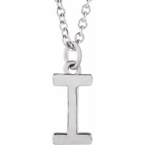 Sterling Silver Initial I Dangle 16" Necklace - BN & CO JEWELRY