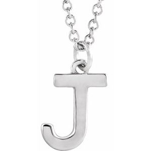 Sterling Silver Initial J Dangle 16" Necklace - BN & CO JEWELRY