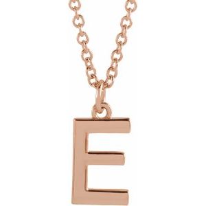 14K Rose Initial E Dangle 16" Necklace - BN & CO JEWELRY