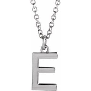 Sterling Silver Initial E Dangle 16" Necklace - BN & CO JEWELRY