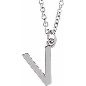 Sterling Silver Initial V Dangle 18" Necklace - BN & CO JEWELRY