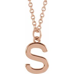 14K Rose Initial S Dangle 16" Necklace - BN & CO JEWELRY