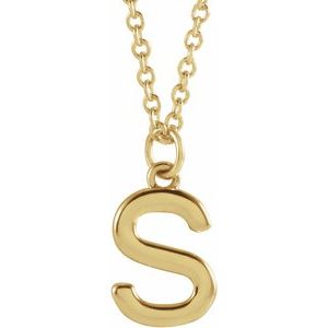 14K Yellow Initial S Dangle 18" Necklace - BN & CO JEWELRY