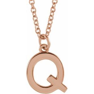 14K Rose Initial Q Dangle 18" Necklace - BN & CO JEWELRY