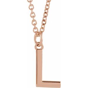 14K Rose Initial L Dangle 18" Necklace - BN & CO JEWELRY