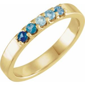 14K Yellow Natural Blue Multi-Gemstone Midi Ring - BN & CO JEWELRY