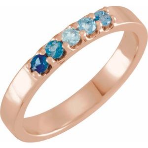 14K Rose Natural Blue Multi-Gemstone Midi Ring - BN & CO JEWELRY