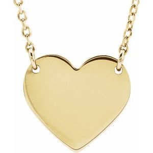 18K Yellow Gold-Plated Sterling Silver Engravable 8x7.2 mm Heart 16-18" Necklace - BN & CO JEWELRY