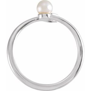 14K White Cultured Akoya Pearl & 1/10 CT Natural Diamond Ring - BN & CO JEWELRY