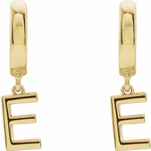 14K Yellow Initial E Hinged Huggie Earring - BN & CO JEWELRY