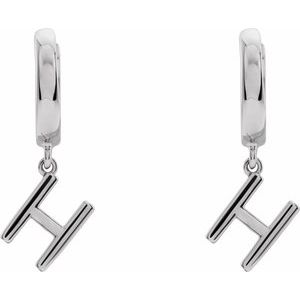 Sterling Silver Initial H Hinged Huggie Earring - BN & CO JEWELRY