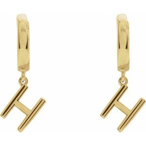 14K Yellow Initial H Hinged Huggie Earring - BN & CO JEWELRY
