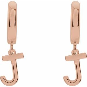 14K Rose Initial J Hinged Huggie Earring - BN & CO JEWELRY