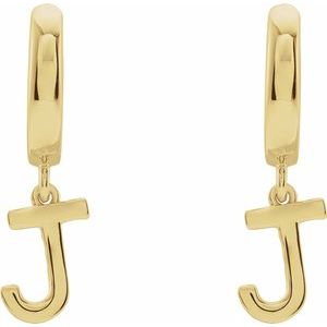 14K Yellow Initial J Hinged Huggie Earring - BN & CO JEWELRY