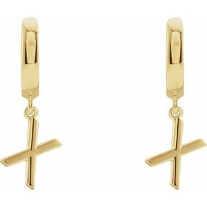 14K Yellow Initial X Hinged Huggie Earring - BN & CO JEWELRY