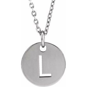 Sterling Silver Initial L 10 mm Disc 16-18" Necklace - BN & CO JEWELRY