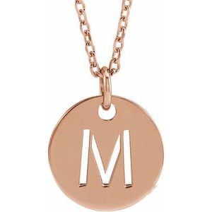 18K Rose Gold-Plated Sterling Silver Initial M 10 mm Disc 16-18" Necklace - BN & CO JEWELRY