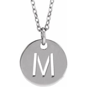 Sterling Silver Initial M 10 mm Disc 16-18" Necklace - BN & CO JEWELRY