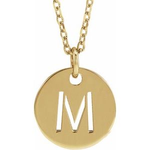 14K Yellow Initial M 10 mm Disc 16-18" Necklace - BN & CO JEWELRY