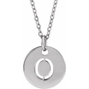 Sterling Silver Initial O 10 mm Disc 16-18" Necklace - BN & CO JEWELRY