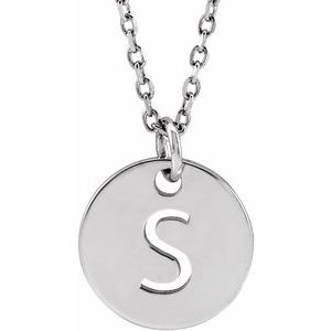 Sterling Silver Initial S 10 mm Disc 16-18" Necklace - BN & CO JEWELRY