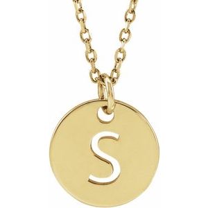 14K Yellow Initial S 10 mm Disc 16-18" Necklace - BN & CO JEWELRY