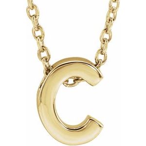 14K Yellow Initial C Slide Pendant 16-18" Necklace - BN & CO JEWELRY