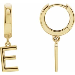 14K Yellow Initial E Hinged Huggie Earring - BN & CO JEWELRY