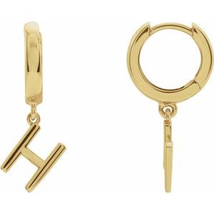 14K Yellow Initial H Hinged Huggie Earring - BN & CO JEWELRY