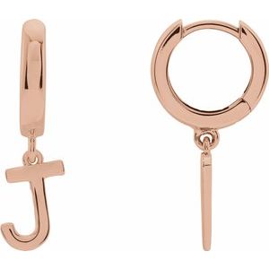 14K Rose Initial J Hinged Huggie Earring - BN & CO JEWELRY