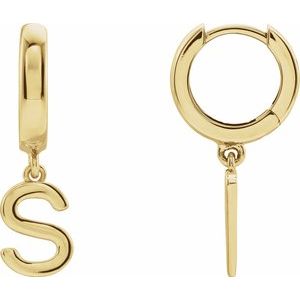 14K Yellow Initial S Hinged Huggie Earring - BN & CO JEWELRY