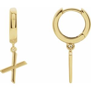 14K Yellow Initial X Hinged Huggie Earring - BN & CO JEWELRY