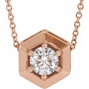 14K Rose 1/2 CT Natural Diamond Geometric 16-18" Necklace - BN & CO JEWELRY