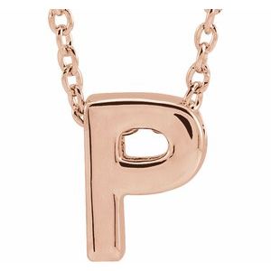 14K Rose Initial P Slide Pendant 16-18" Necklace - BN & CO JEWELRY