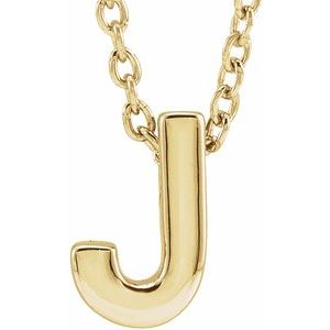 14K Yellow Initial J Slide Pendant 16-18" Necklace - BN & CO JEWELRY