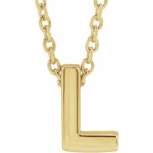14K Yellow Initial L Slide Pendant 16-18" Necklace - BN & CO JEWELRY