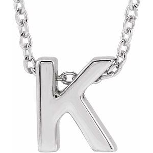 14K White Initial K Slide Pendant 16-18" Necklace - BN & CO JEWELRY