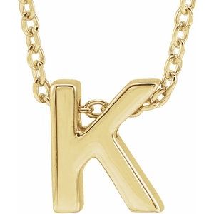 14K Yellow Initial K Slide Pendant 16-18" Necklace - BN & CO JEWELRY