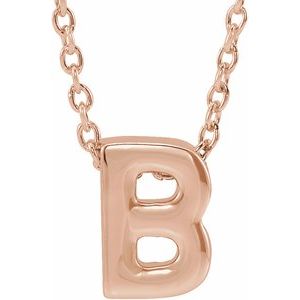 14K Rose Initial B Slide Pendant 16-18" Necklace - BN & CO JEWELRY