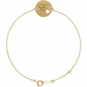 14K Yellow Engravable Pierced Heart Disc 7-8" Bracelet - BN & CO JEWELRY