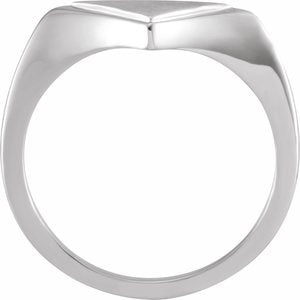 14K White 11.5x6 mm Geometric Signet Ring - BN & CO JEWELRY