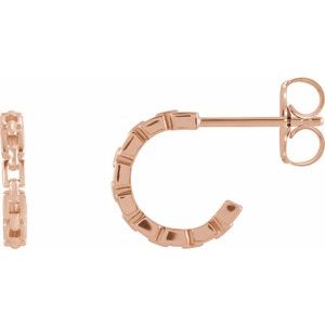 14K Rose 10.23 mm Chain Link Huggie Earrings - BN & CO JEWELRY