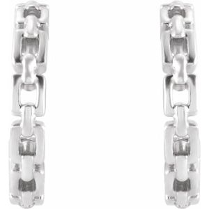 14K White 10.23 mm Chain Link Huggie Earrings - BN & CO JEWELRY