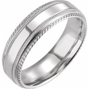 Sterling Silver 6 mm Rope Edge Band with Milgrain Size 13 - BN & CO JEWELRY