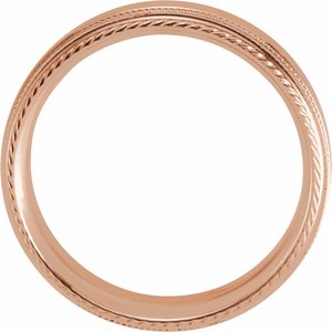 14K Rose 6 mm Rope Edge Band with Milgrain Size 6 - BN & CO JEWELRY