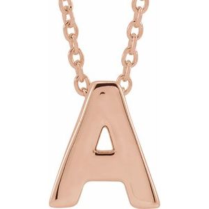 14K Rose Initial A Slide Pendant 16-18" Necklace - BN & CO JEWELRY